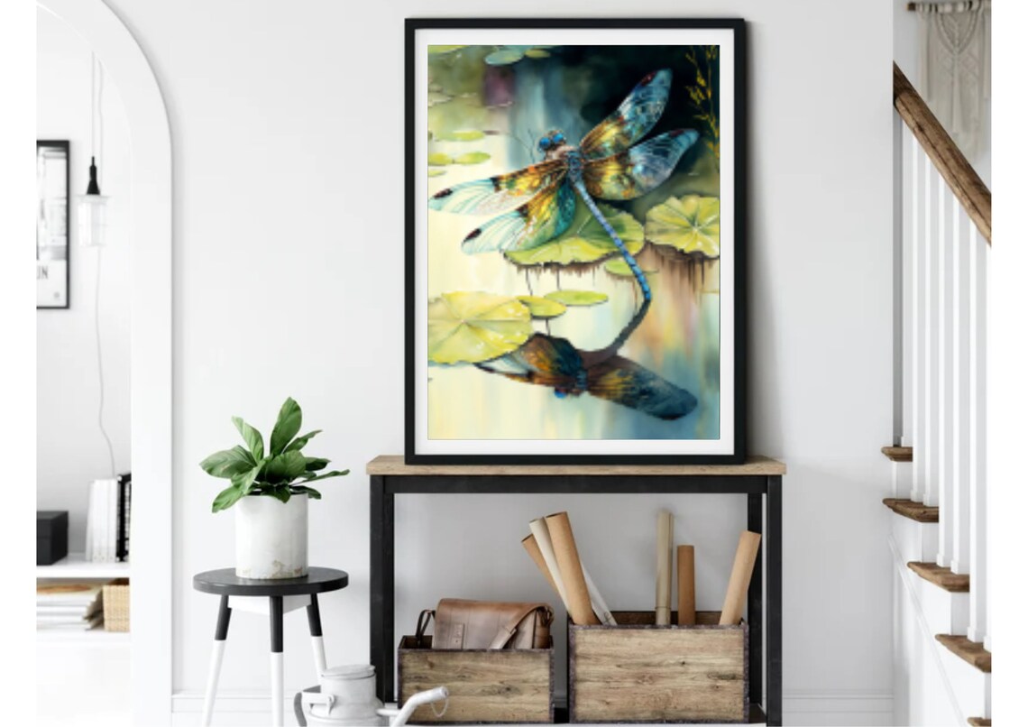Dragonfly Watercolor Art Print, Botanical Insect - Image 4
