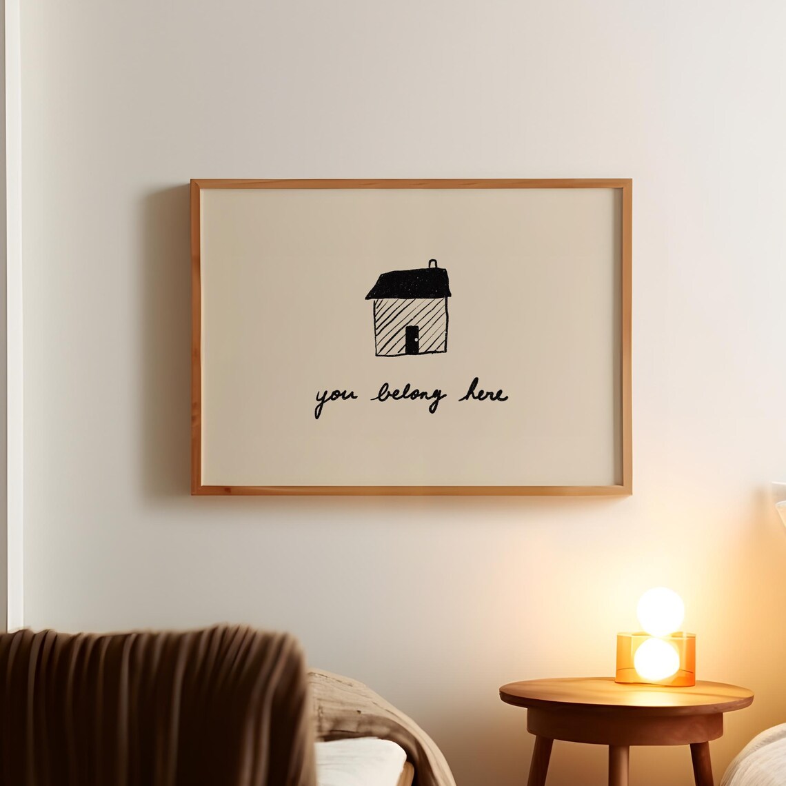 You Belong Here Minimalist House Sketch Entryway Quote Poster