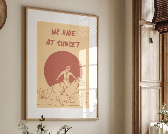 Western Style Art Print Boho Minimalist Prints Modern Art Bohominimalistdecor Cowboy Art File