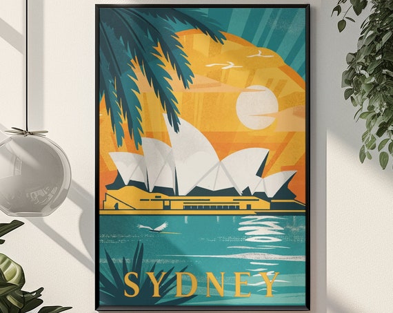 Sydney Australia Travel Poster Vintage Style Home Wall Art Vacation Souvenir