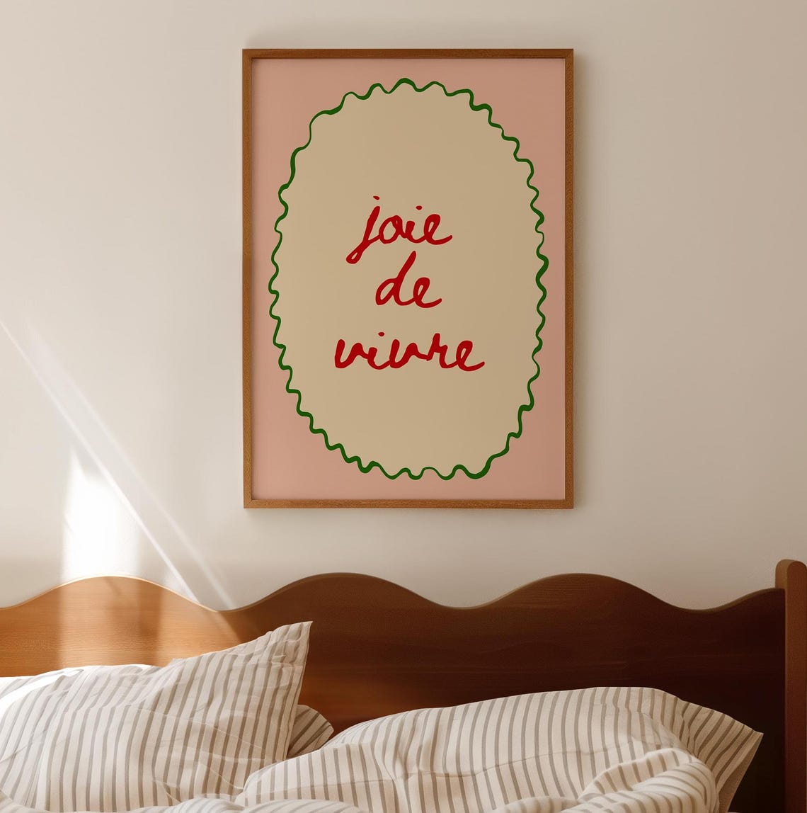 Joie De Vivre French Script Trendy Maximalist Typography Poster