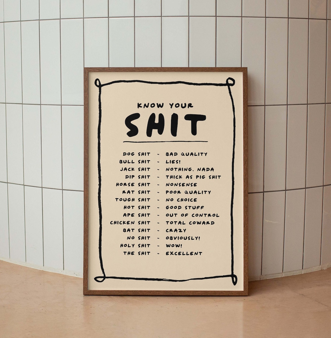 Know Your Shit Funny Bathroom Typography Poster