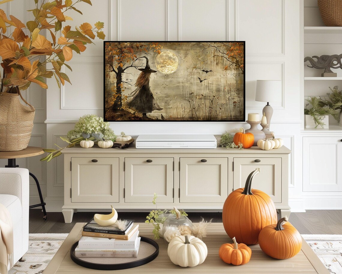 Creepy Halloween Witch Art Print, Farmhouse Decor - Image 3