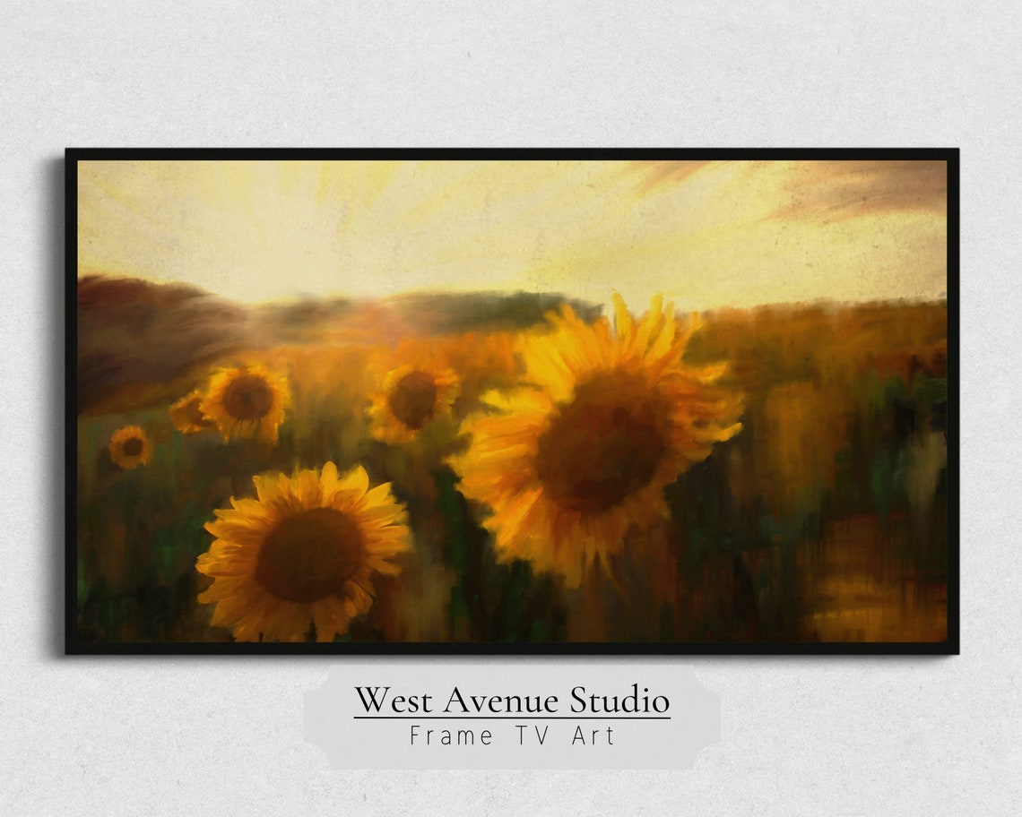 Golden Sunflower Field Sunset Glow Impressionist Summer Floral Poster - Image 5