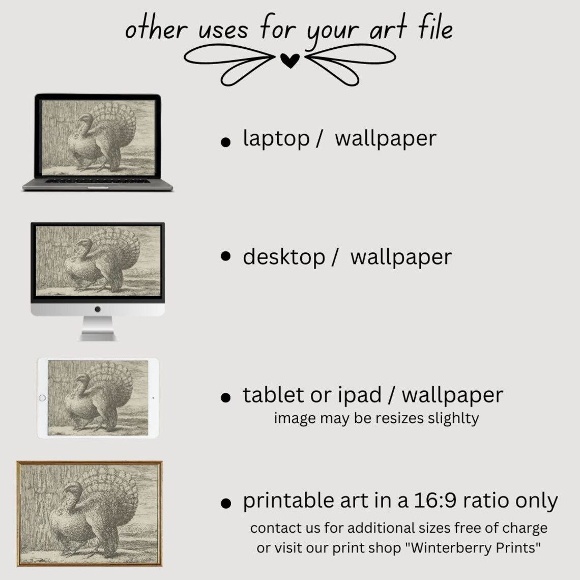 Vintage Turkey Engraving Thanksgiving Sketch Farm Bird Artwork Poster - Image 2