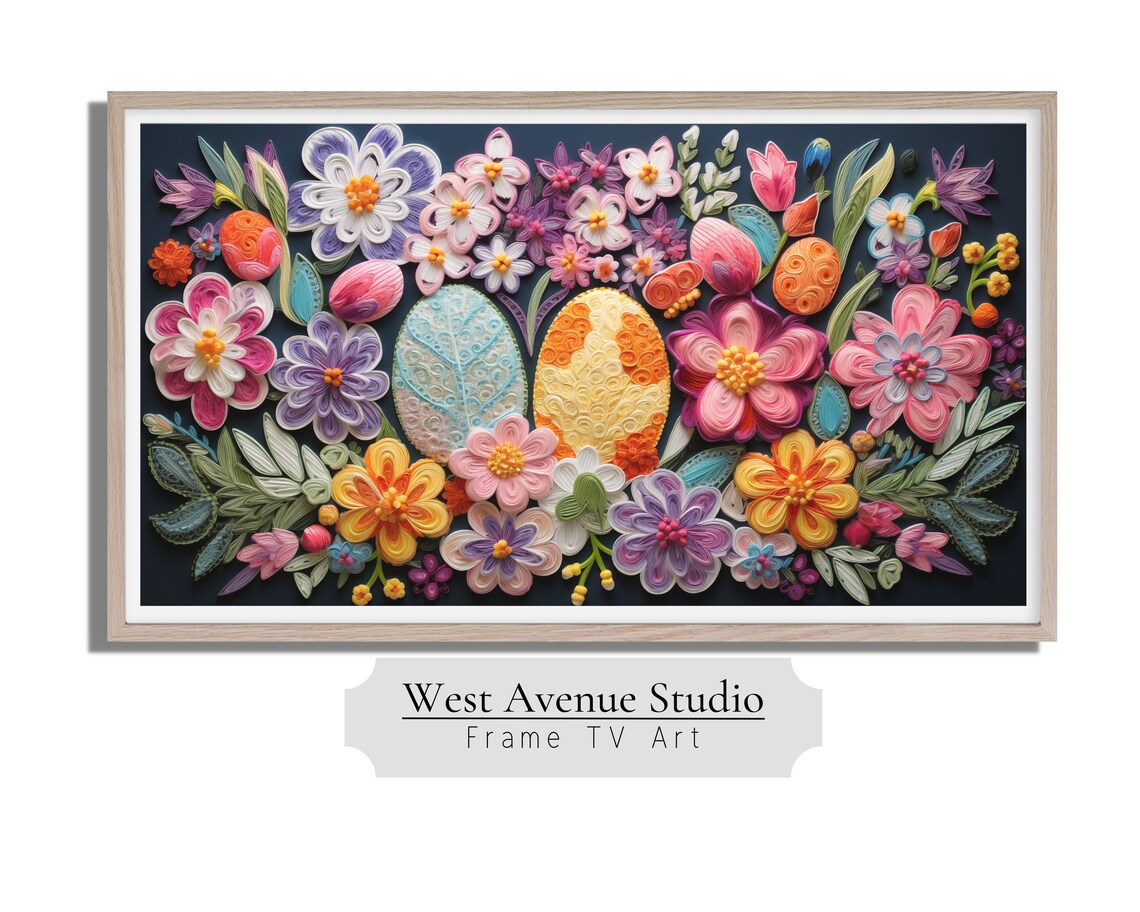 Quilled Easter Eggs With Blooming Flowers Pastel Spring Craft Art Poster - Image 2