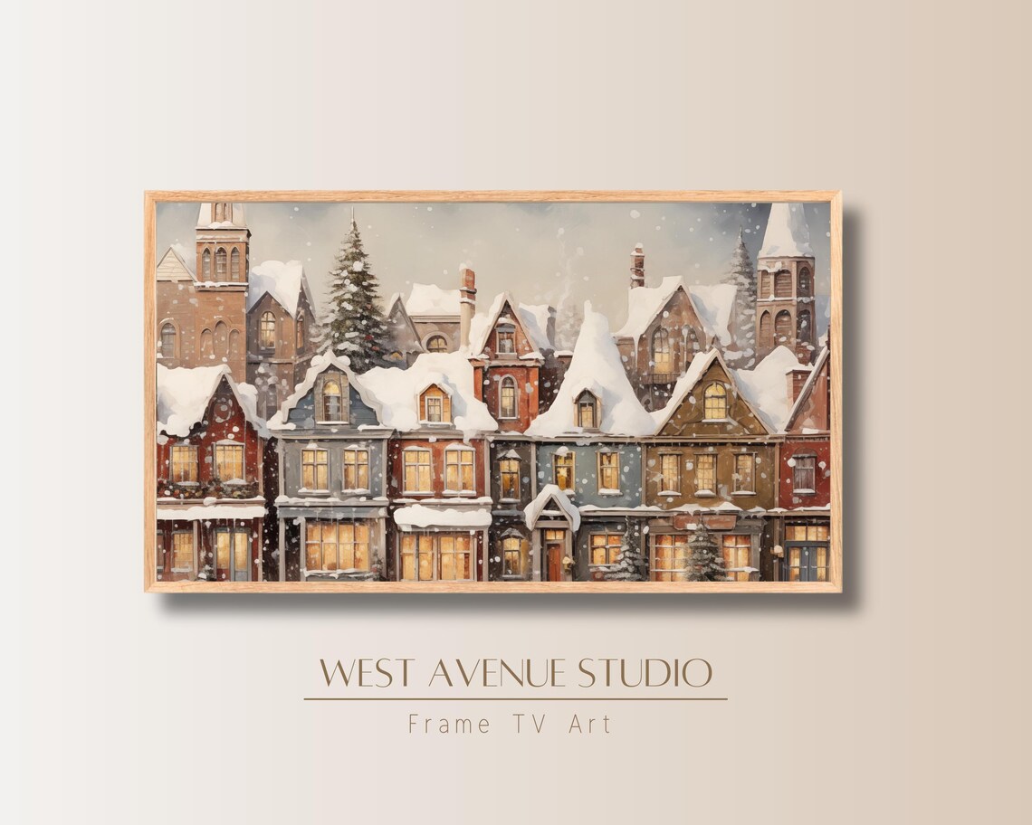 Christmas Village Seasonal Holiday Decor Art Print