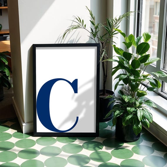 Letter C Print Minimalist Art Monogram Initial Alphabet Baby Artdigital Wall Navy