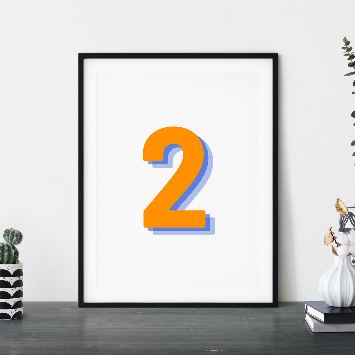 Retro 3D Number 2 Poster, Monogram Birthday Age - Image 5