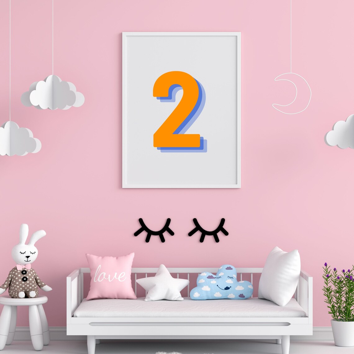 Retro 3D Number 2 Poster, Monogram Birthday Age - Image 4