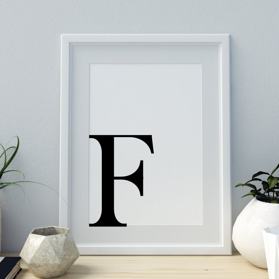 Letter F Print Minimalist Letter Art Monogram Letter Print Initial Alphabet Print Baby Letter Art Wall Art Home Decor