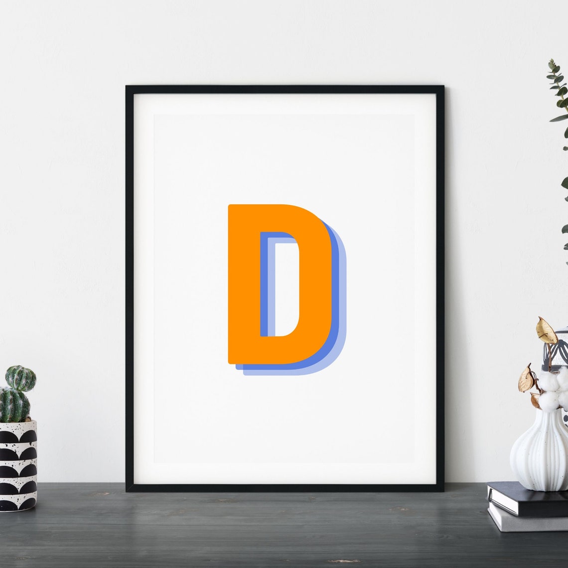 Retro 3D Letter D Monogram Art Print - Image 5