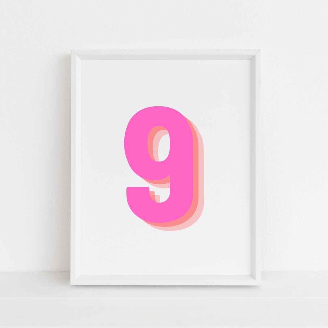 Retro 3D Number 9, Monogram Number Nine