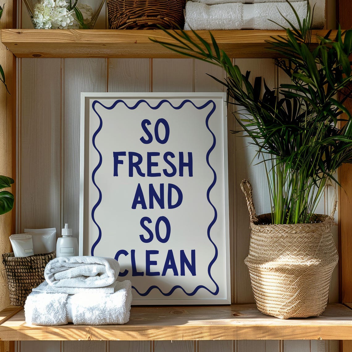 So Fresh And So Clean Art Print Typography Bathroom Poster Preppy Bathroom Print Shower Decor Bathroom Poster Retro Wall Art - Image 5