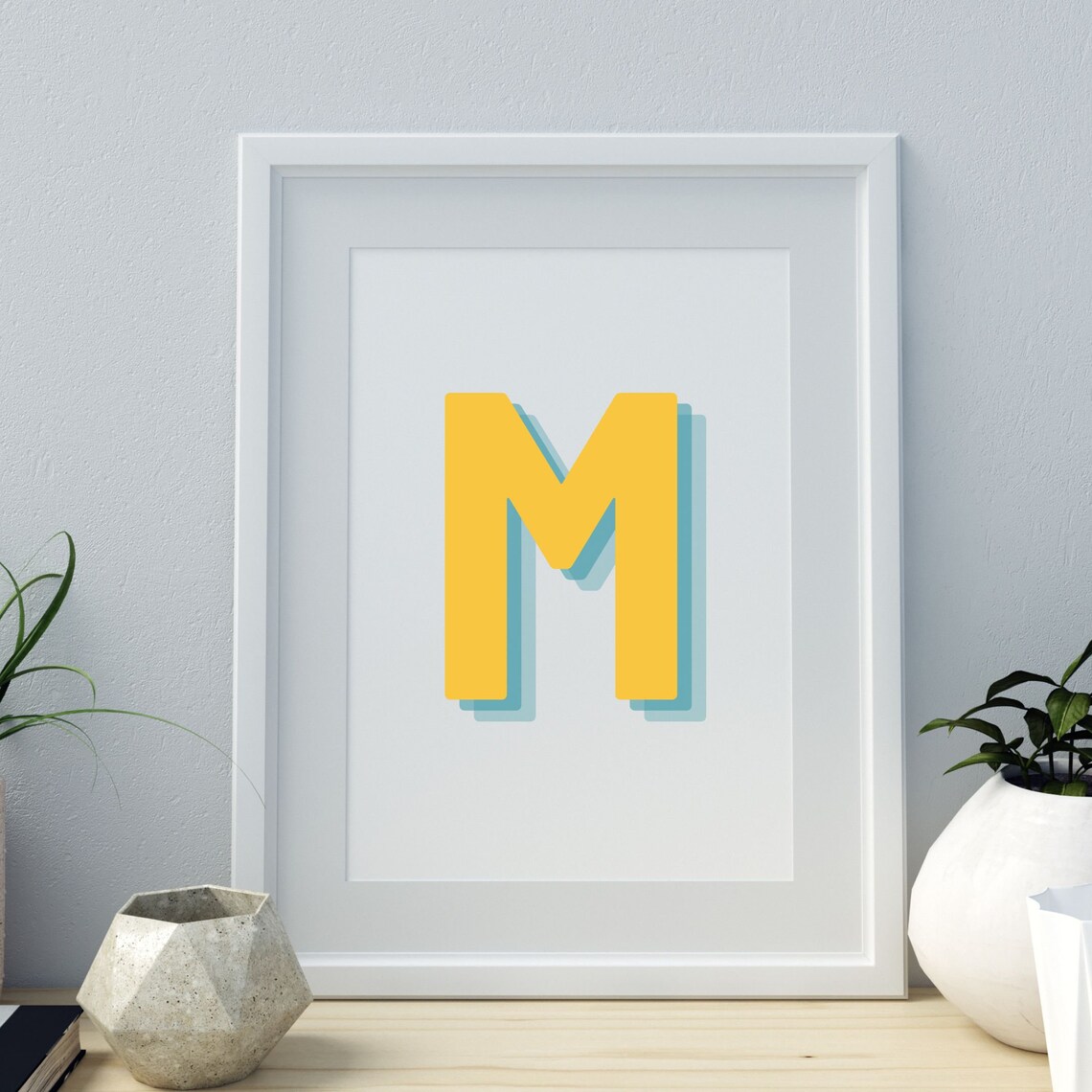Retro 3D M Letter Monogram, Nursery Decor - Image 3