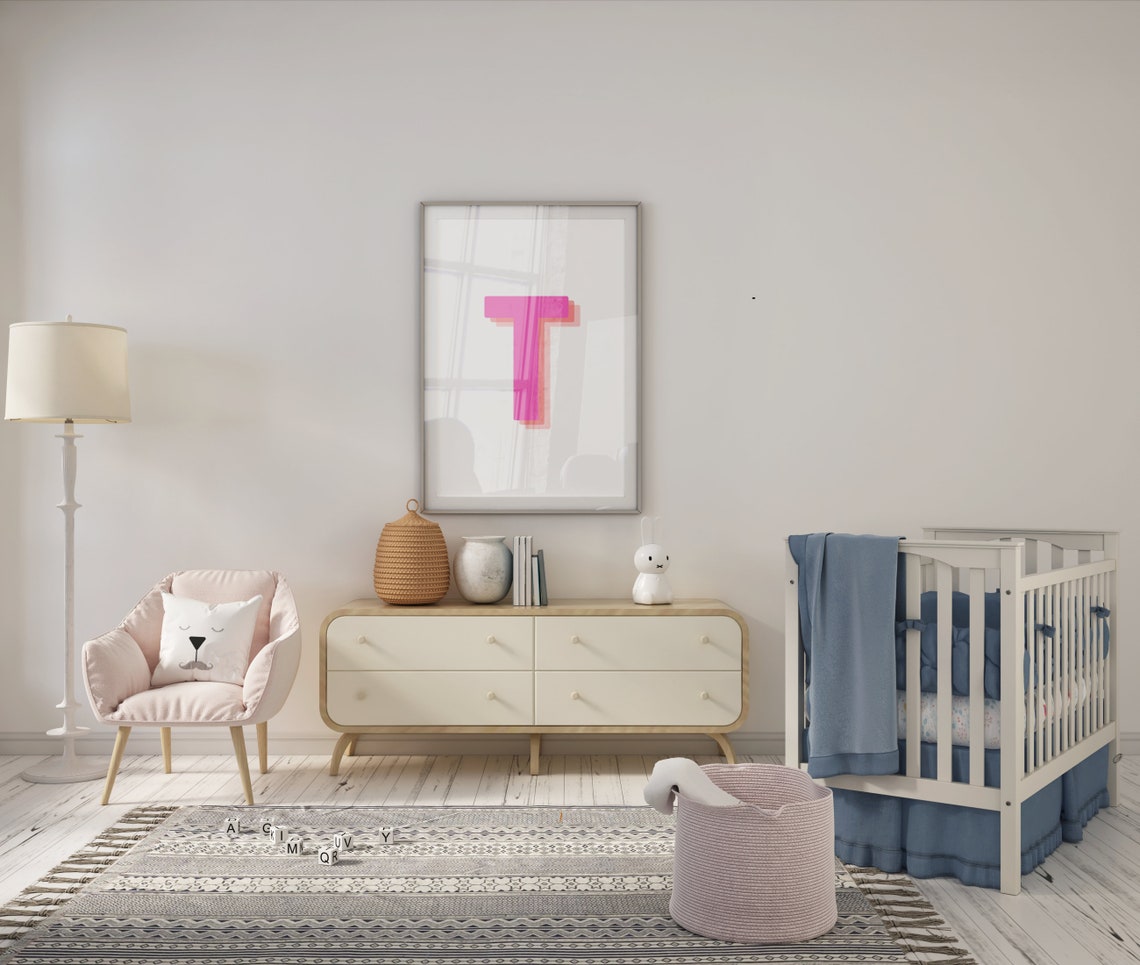 Retro 3D Letter Monogram Alphabet Wall Art Print - Image 5