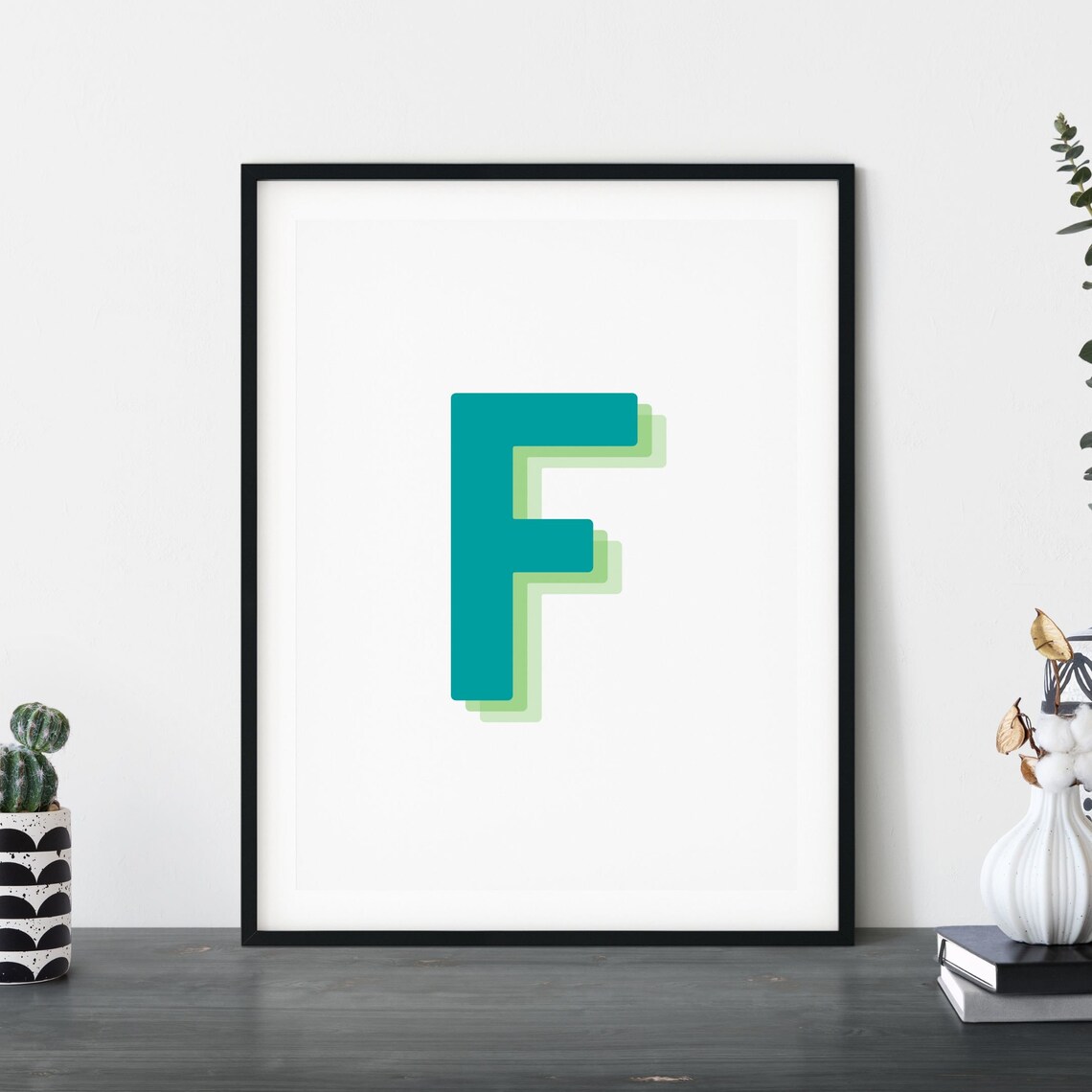 Retro 3D Letter F Monogram Alphabet Print - Image 5