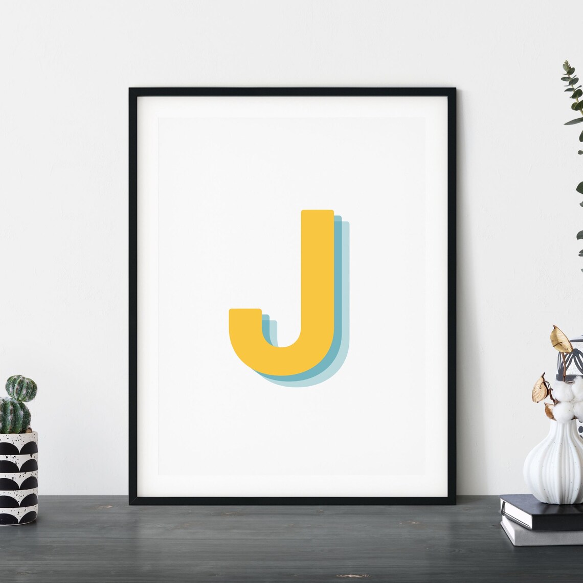 Retro 3D J Letter Monogram Alphabet Print - Image 4