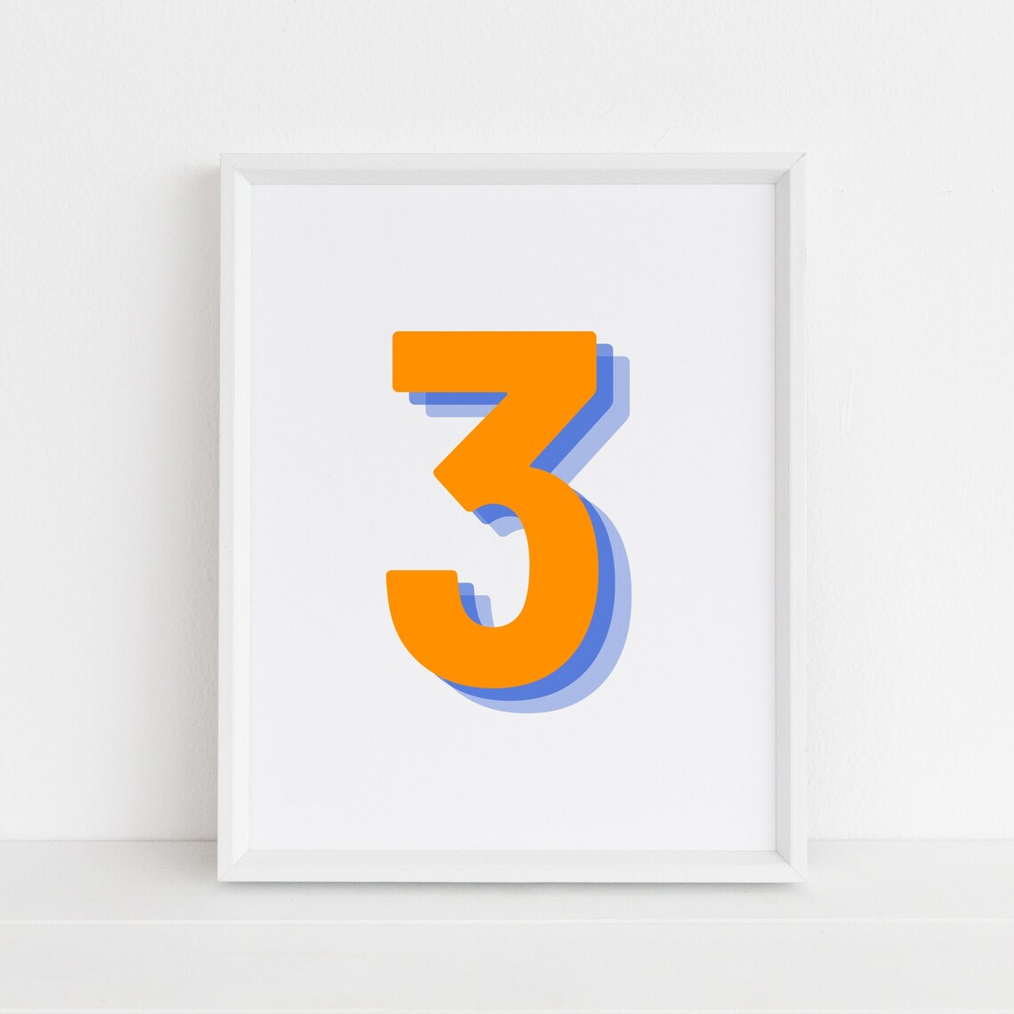 Retro 3D Number 3 Monogram Poster, Birthday Age