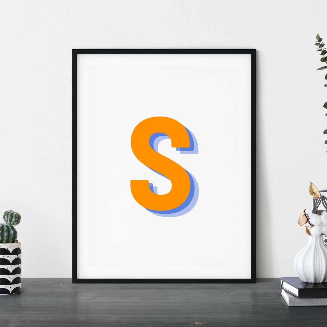 Retro 3D Letter S Monogram, Baby Letter Art - Image 5