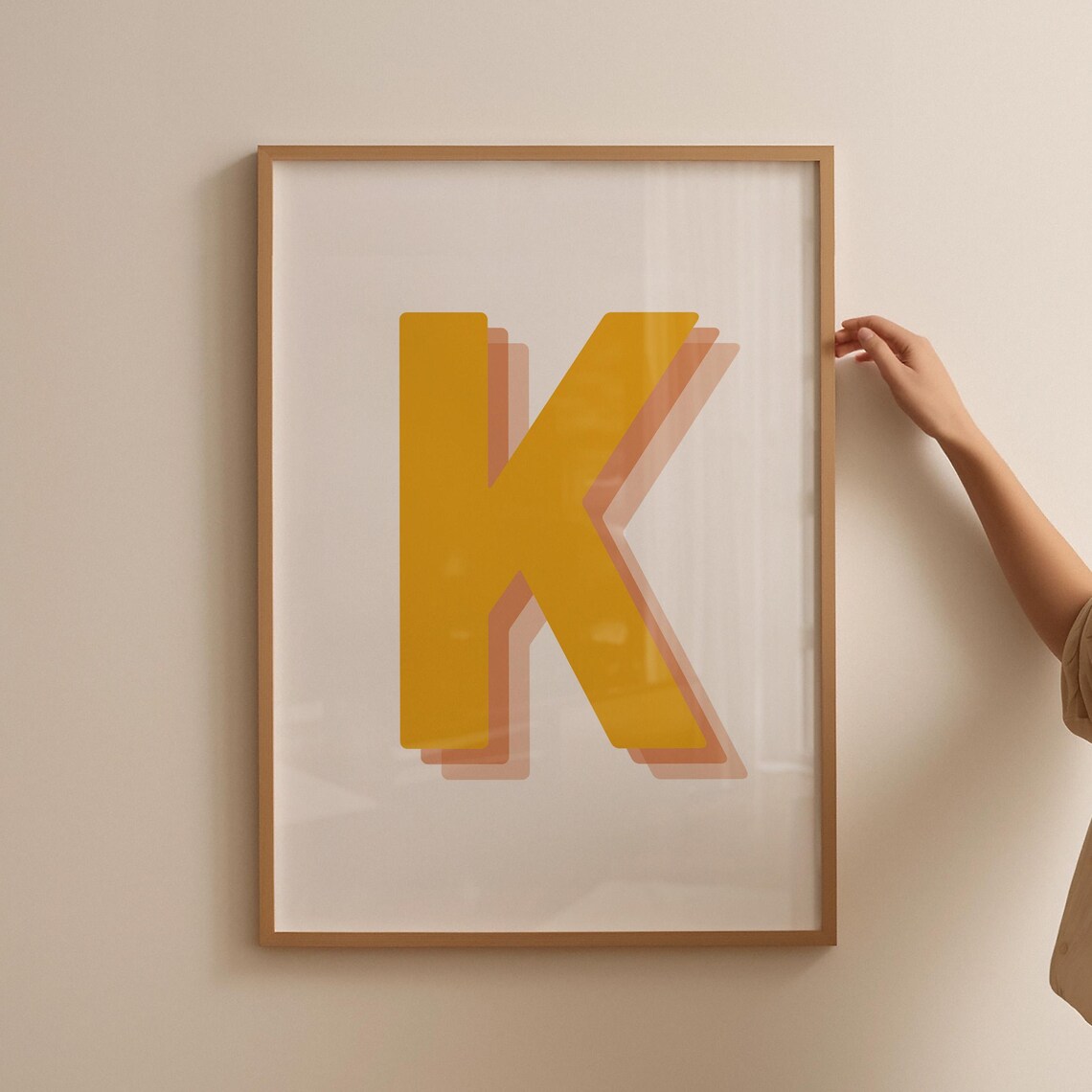 Retro 3D K Letter Print, Monogram Alphabet - Image 4