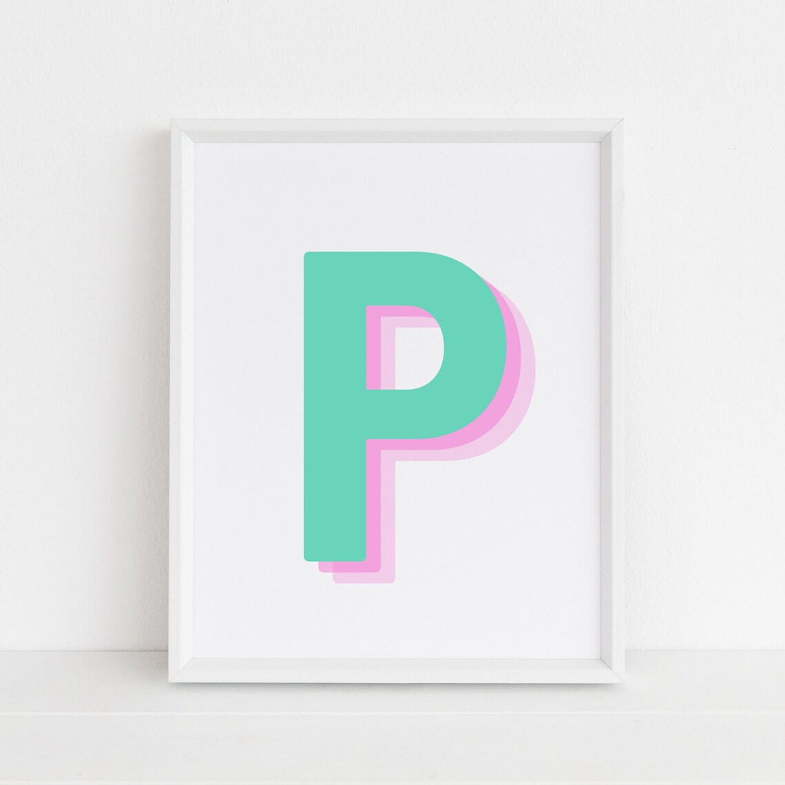Retro 3D Letter P Monogram Alphabet Print