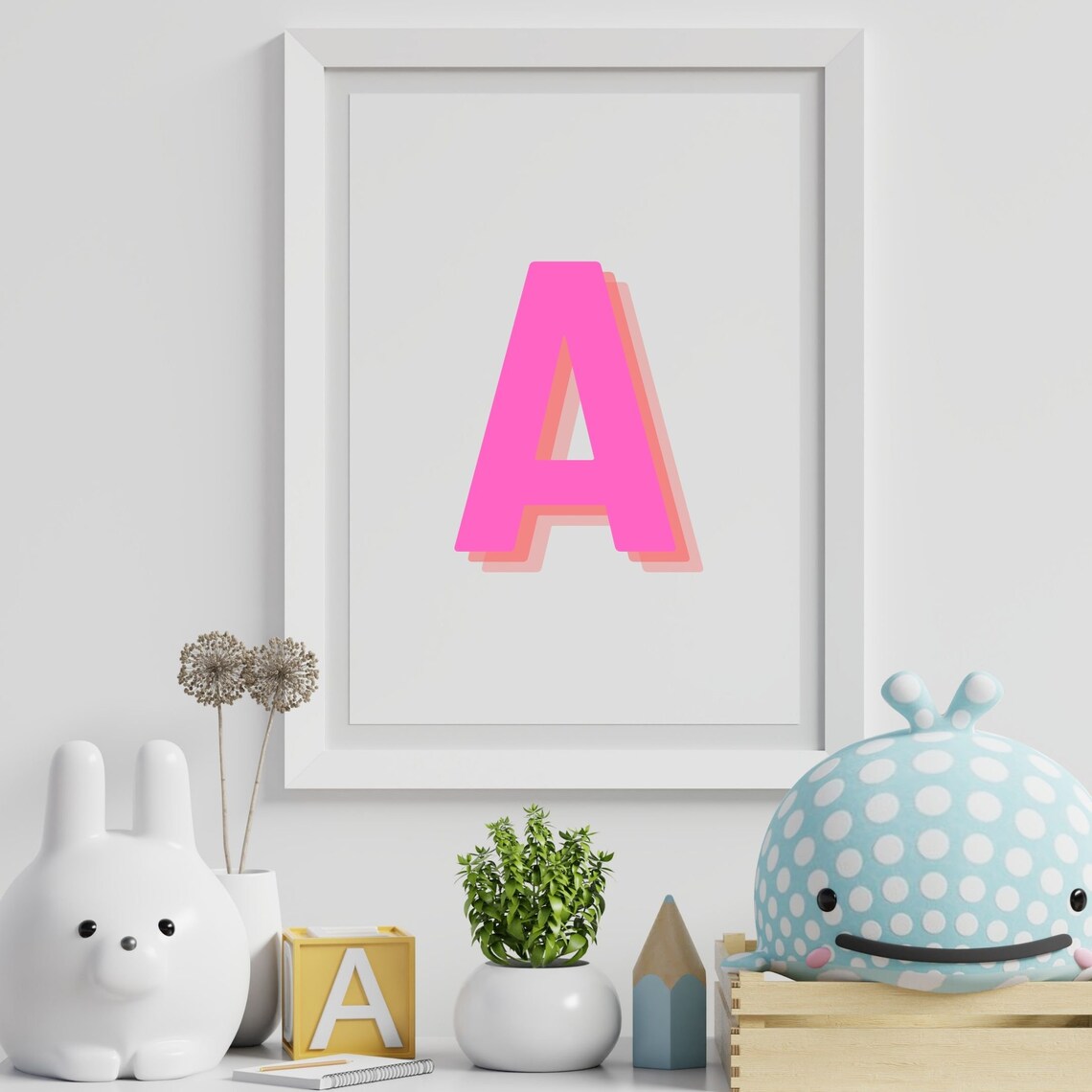 Retro 3D Letter A Monogram Alphabet Art Print - Image 3