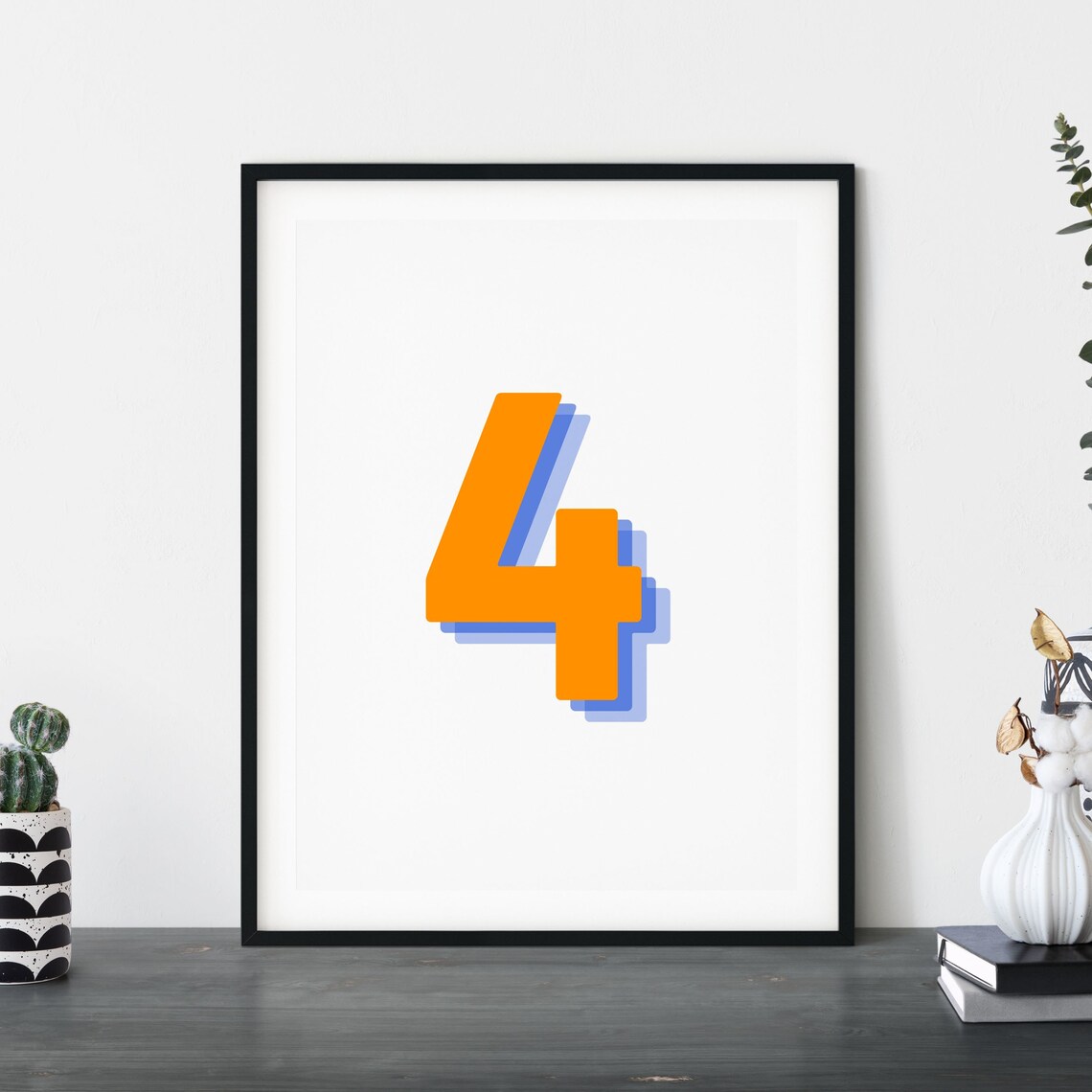 Retro 3D Number 4 Poster, Birthday Age Print - Image 5