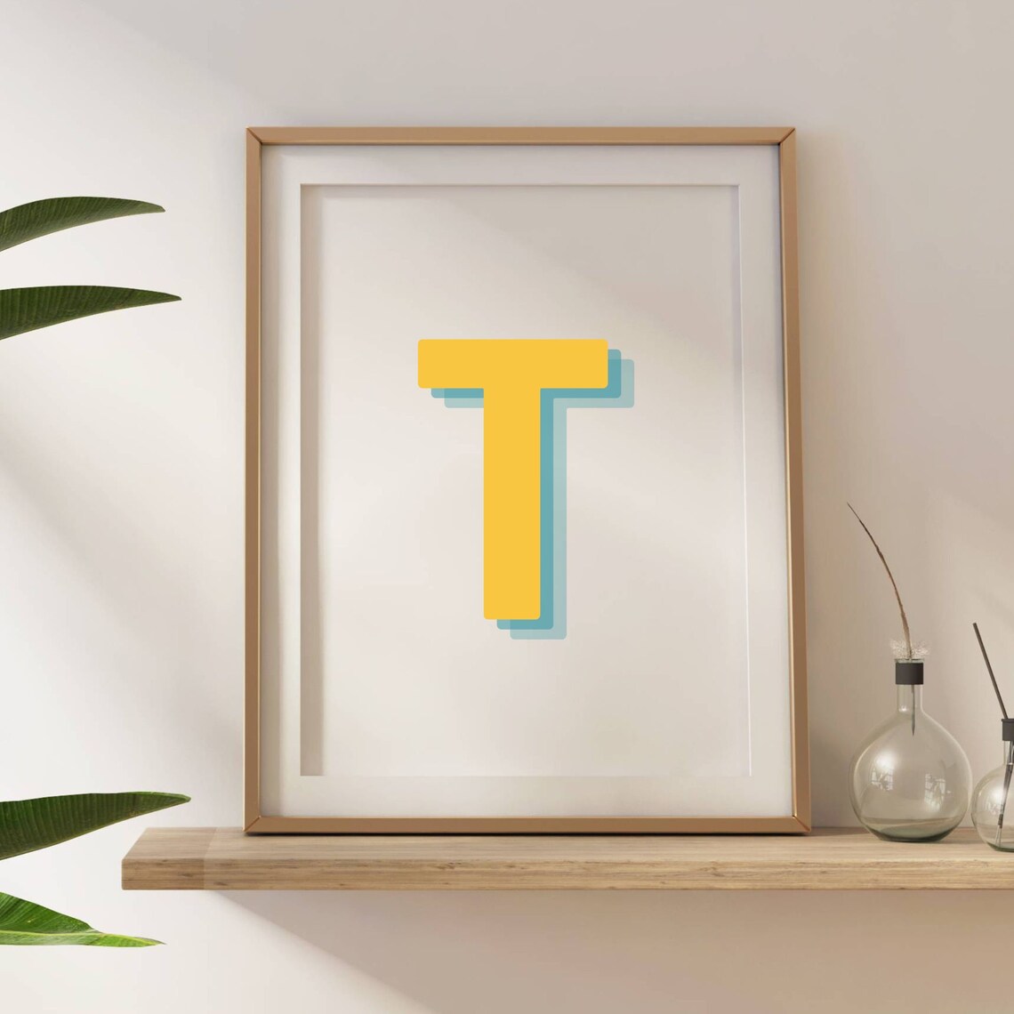 Retro 3D T Letter Monogram, Alphabet Print - Image 5