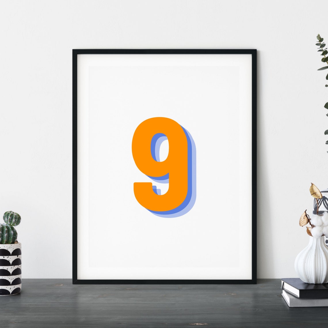 Retro 3D Number 9 Poster, Monogram Nine - Image 5