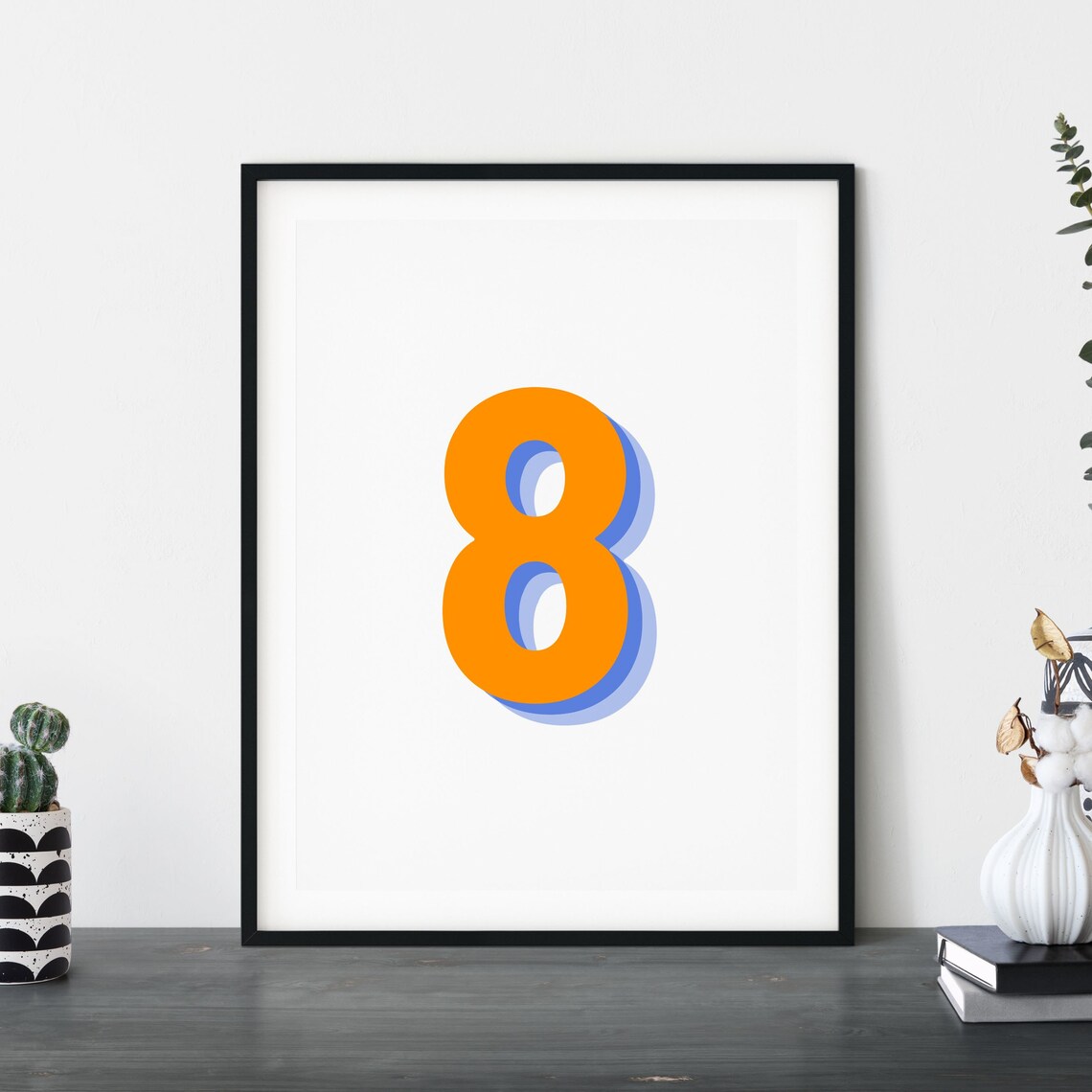 Retro 3D Number 8, Monogram Eight Poster - Image 5