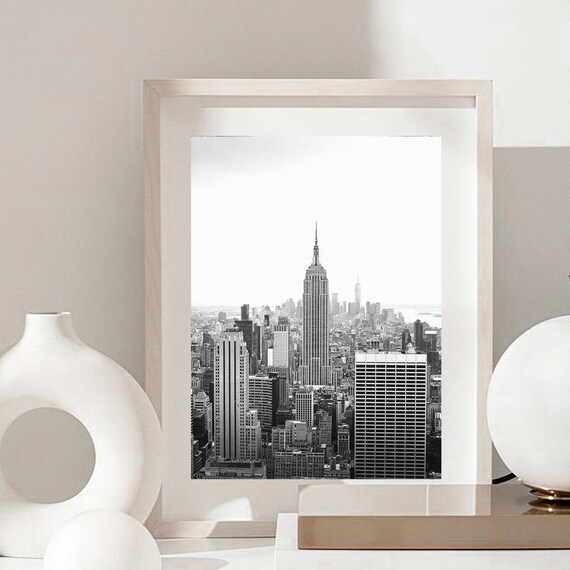 New York Empire State Building Skyline Black and White Poster