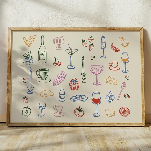 Printable Art Wine Print For Foodies Dinner Table Poster Kitchen Party Wall Decor Unique Cafe Digital Download