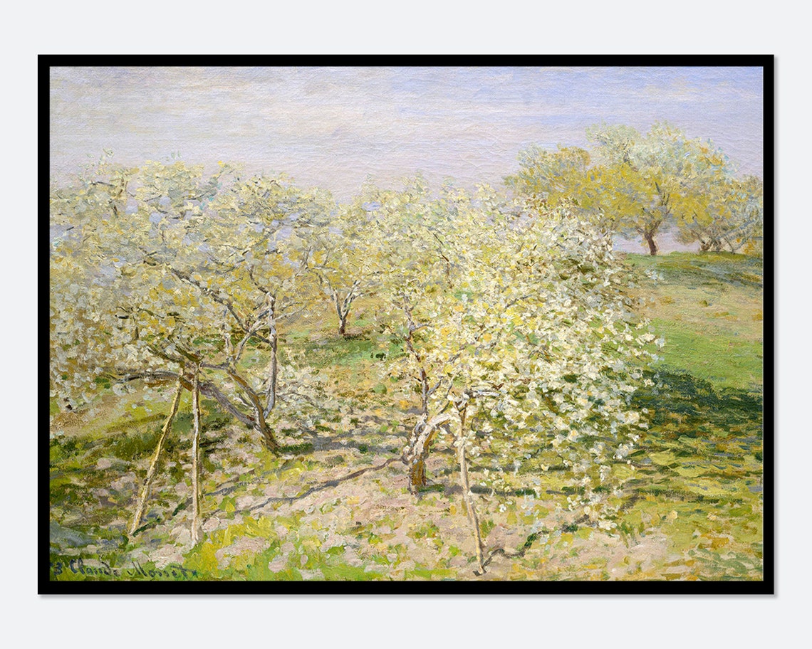 Claude Monet Spring Fruit Trees In Bloom 1873 Orchard Landscape Poster