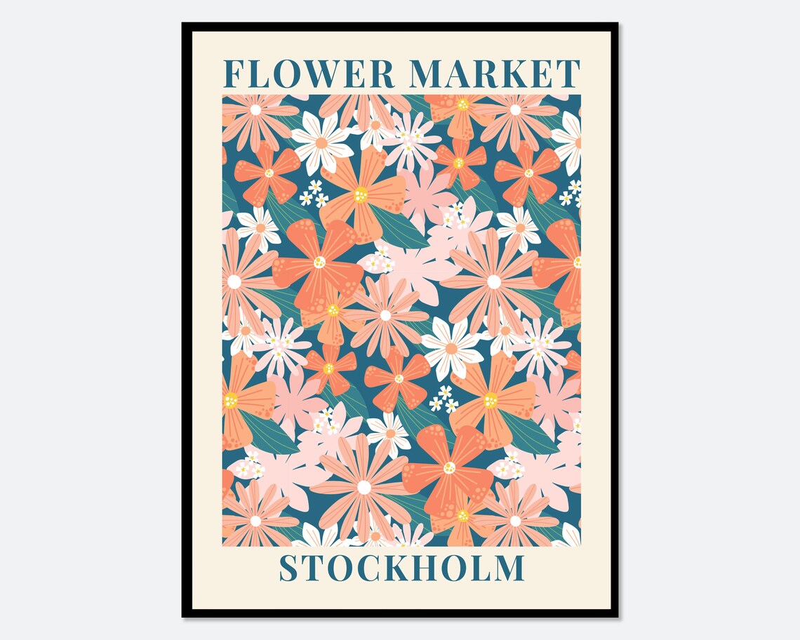 Flower Market Stockholm Daisies Botanical Art Print