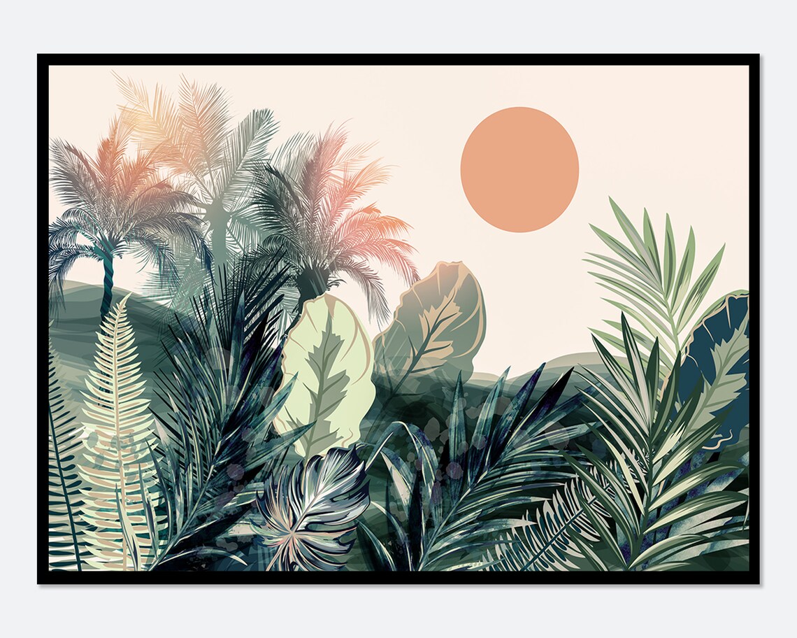 Jungle Palm Trees Art Print, Boho Botanical Decor