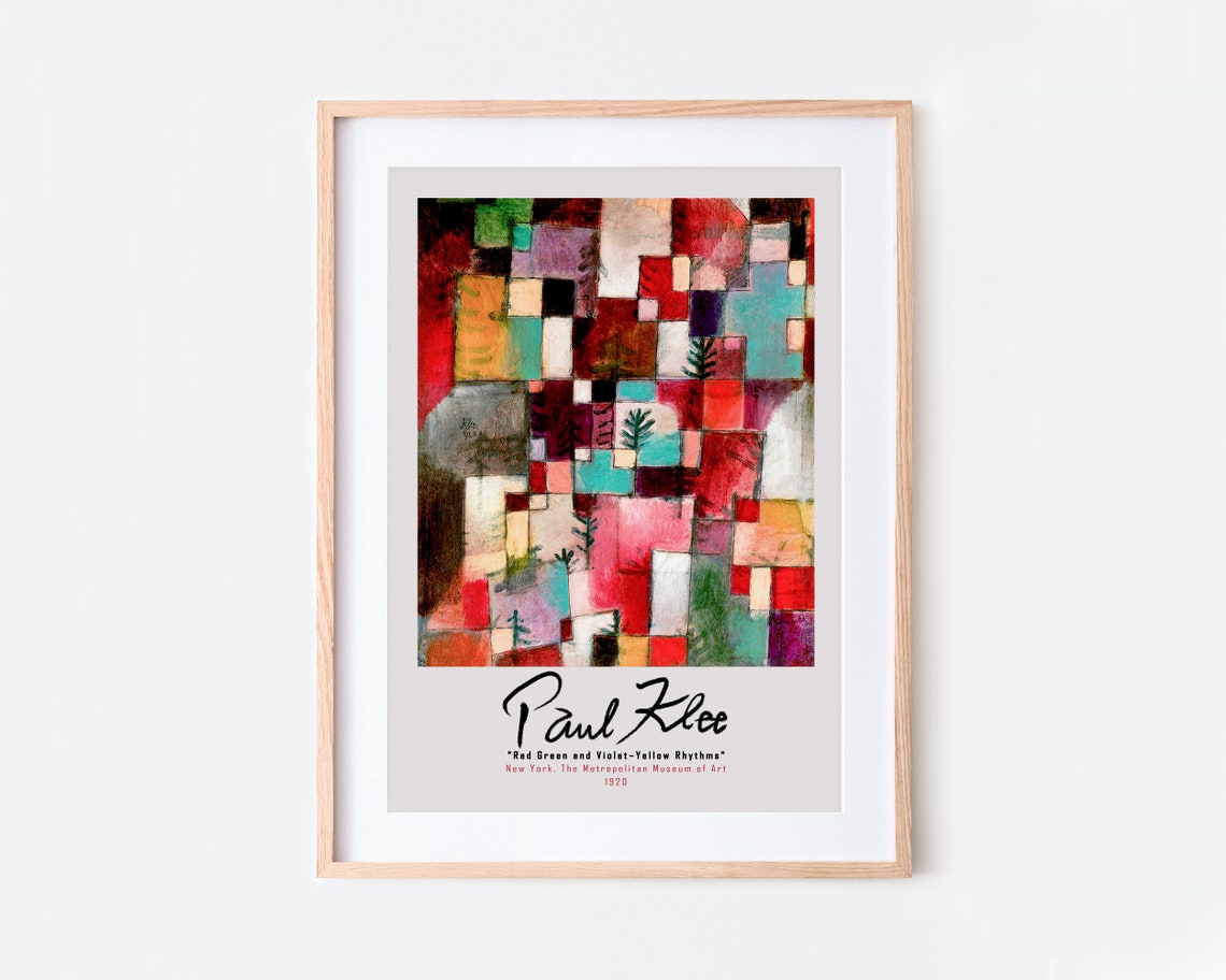 Paul Klee Red Green Violet Yellow Rhythms Abstract Vintage Art Poster