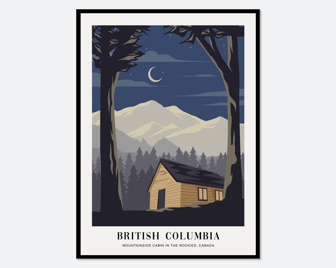 Cabin In The Rockies, Boho Travel Poster
