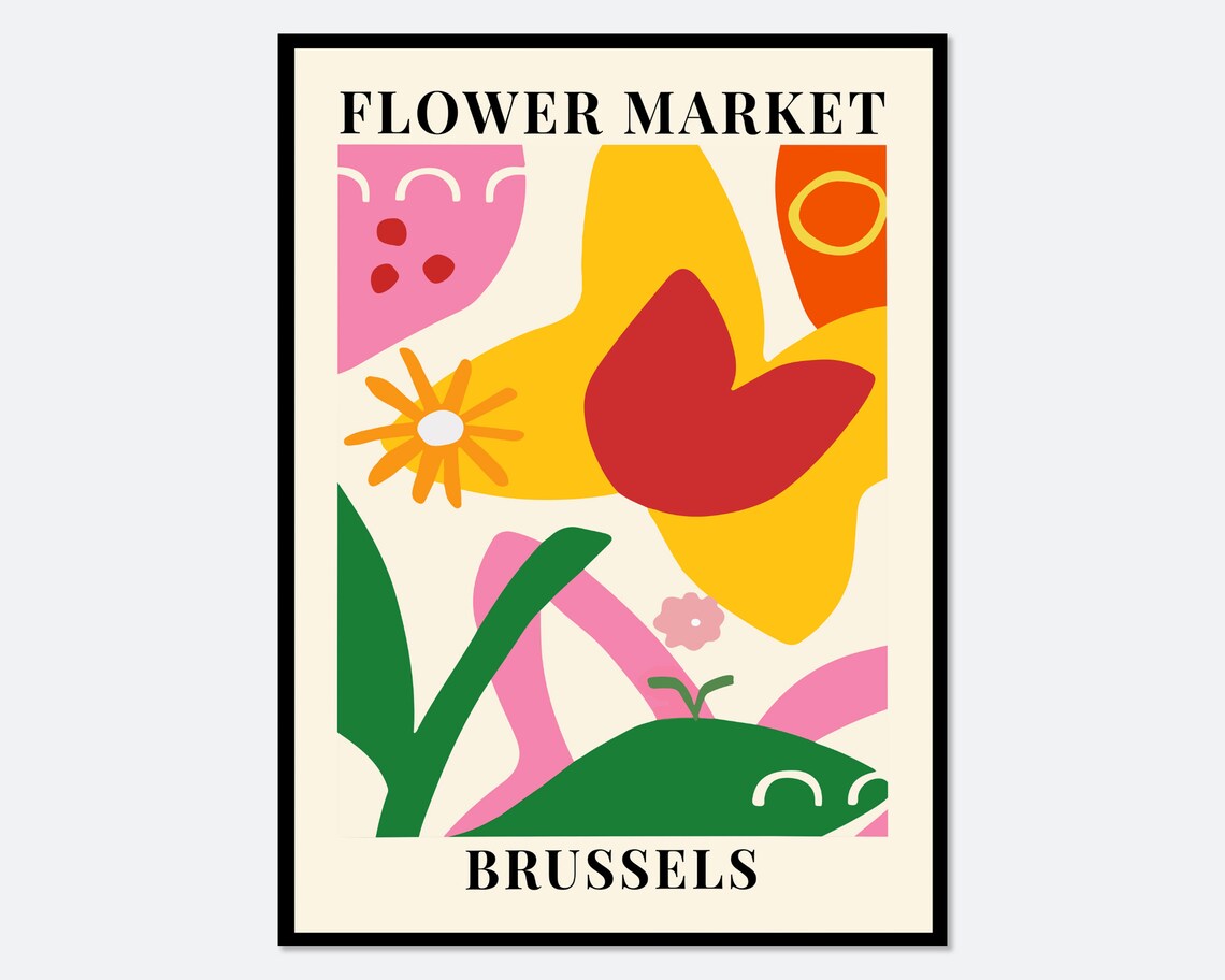 Flower Market Brussels Botanical Art Print