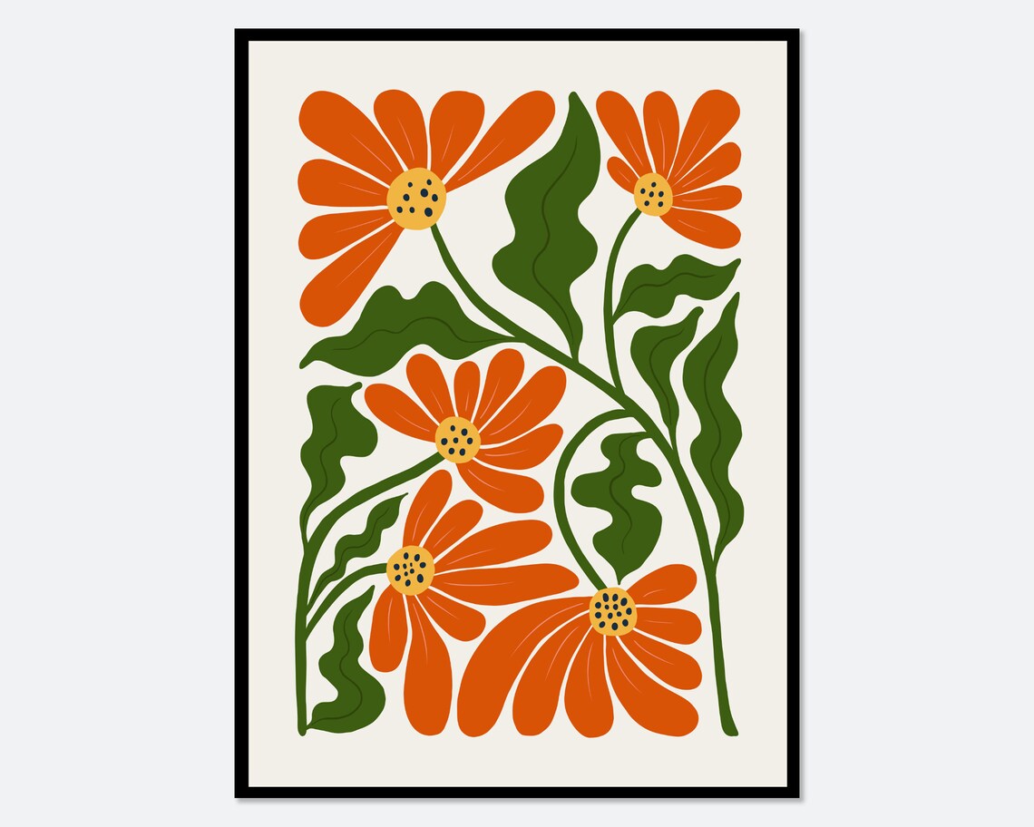 Flower Market Abstract Botanical Art Print, Matisse Style
