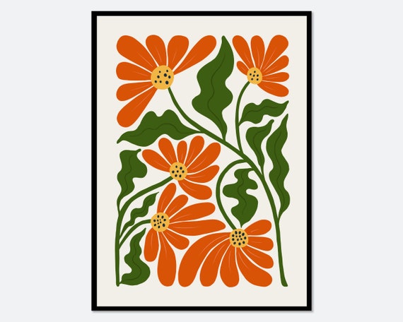 Flower Market Abstract Botanical Art Print, Matisse Style