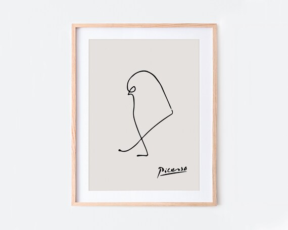 Picasso Sparrow Bird Sketch Line Drawing Art Print