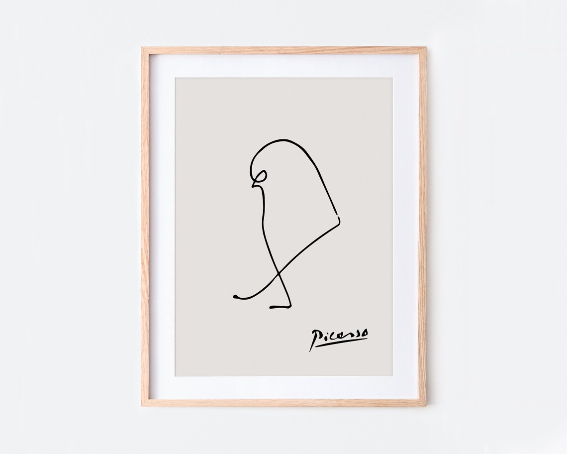 Picasso Sparrow Bird Sketch Line Drawing Art Print