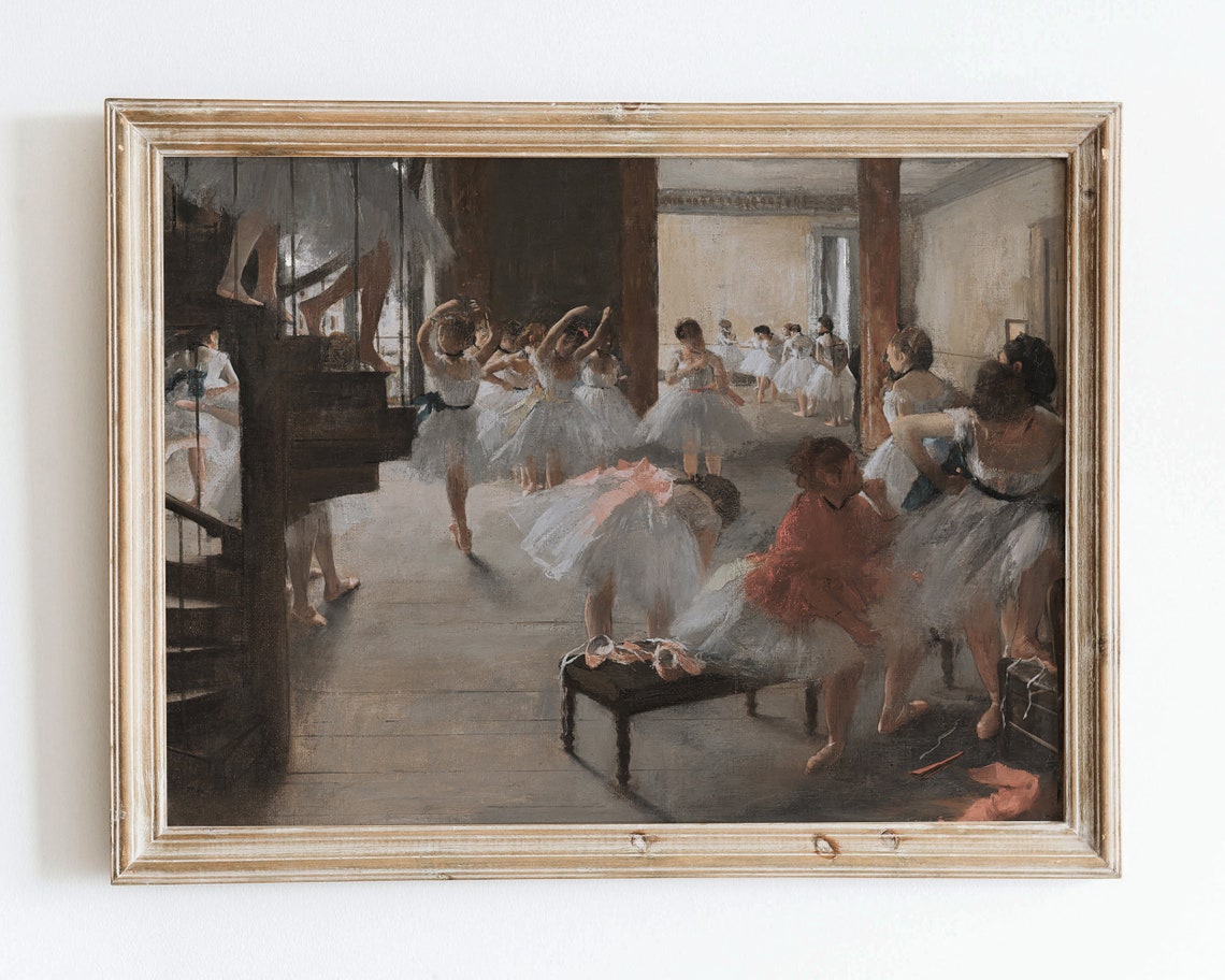 European Vintage Ballerina Girls Ballet Neutral Painting Wall Art Print Rustic Antique Poster Nursery Farmhouse Muted Portrait Vp68