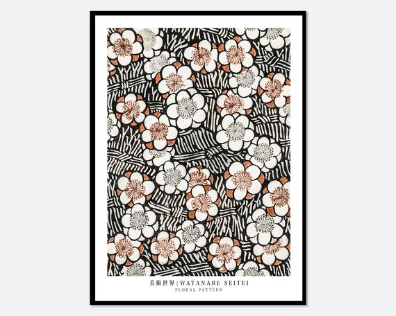 Watanabe Seitei Floral Pattern, Vintage Japanese Art Print