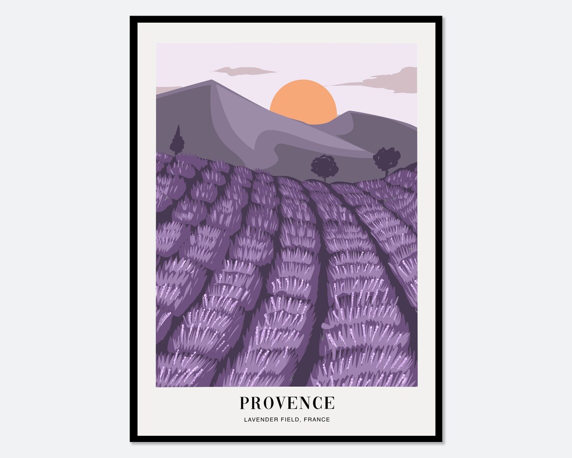 Lavender Field Provence France Boho Travel Poster