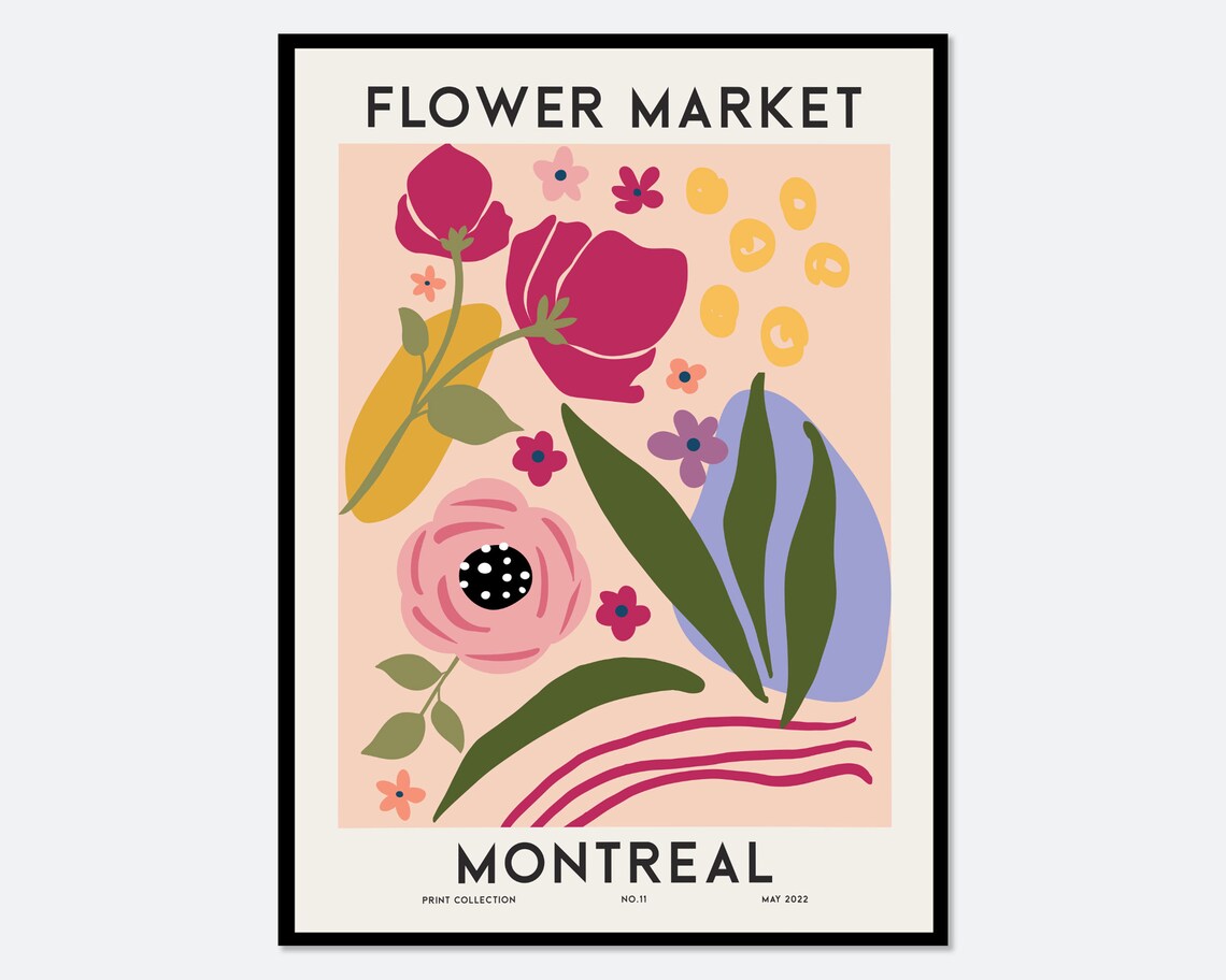 Flower Market Montreal Colorful Botanical Art Print