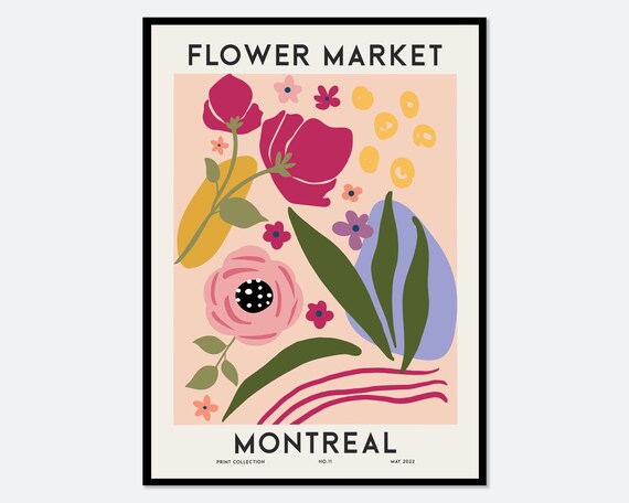 Flower Market Montreal Colorful Botanical Art Print