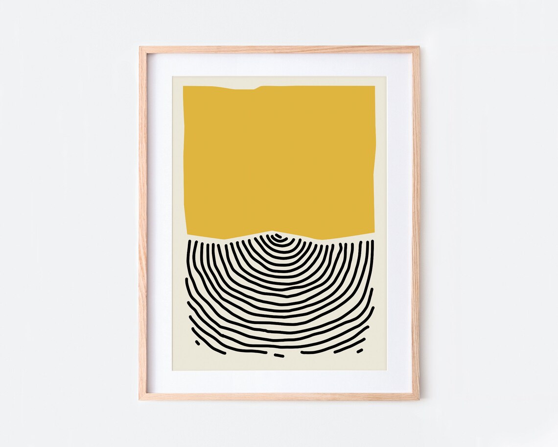 Yellow Zebra Pattern, Mid-Century Abstract Art Print