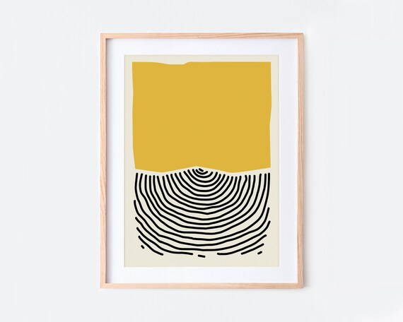 Yellow Zebra Pattern, Mid-Century Abstract Art Print